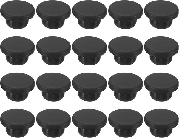 MECCANIXITY Silicone Rubber Hole Plug 17mm Diameter Soft Flexible Stopper for 16mm Hole Black, 20 Pieces