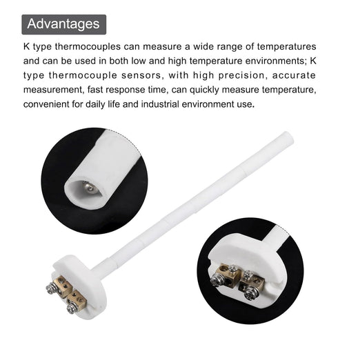 MECCANIXITY K Type Ceramic Kiln Furnace Probe Thermocouple Sensor for Muffle Furnace, High Temperature