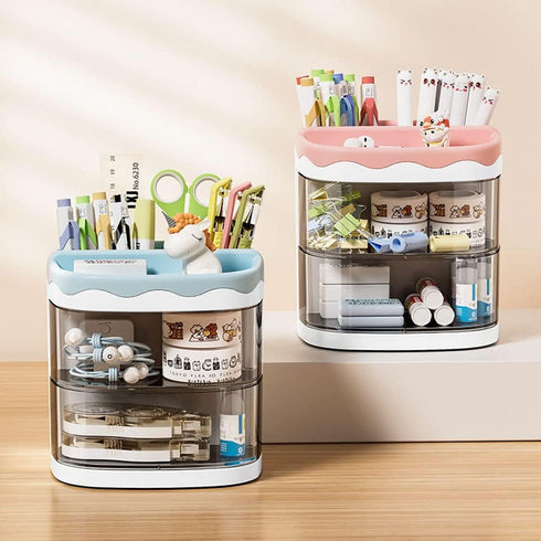 kaileyouxiangongsi Pencil Holders, Desk Organizer with Drawer for School, Home, Art Supplies (Pink Pencil Holder)