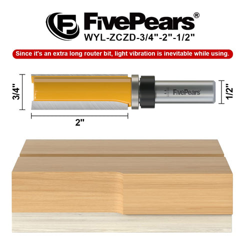 FivePears Pattern Flush Trim Router Bit, 1/2 Inch Shank, 3/4 Inch Cutting Diameter for Woodworking