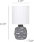 LT1171-GRY 13.78" Simple Designs Chic Glow Marble Inspired Ceramic Table Lamp with Fabric Shade, for Bedroom, Office