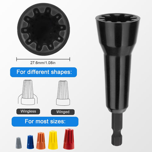 SUNJOYCO 3PCS Wire Nut Twister Tools for Drill, Wire Twisting Spinner, Wire Connector Driver Twisting Drill Attachment