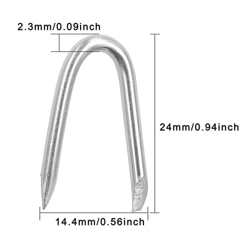 Wire Fencing Galvanised Staples (260 pcs),Chicken Wire Fencing Staple Horseshoe Nail Set - Securely Attach Chicken Wire Netting Wire Mesh to Fences or Posts (2.3mm)