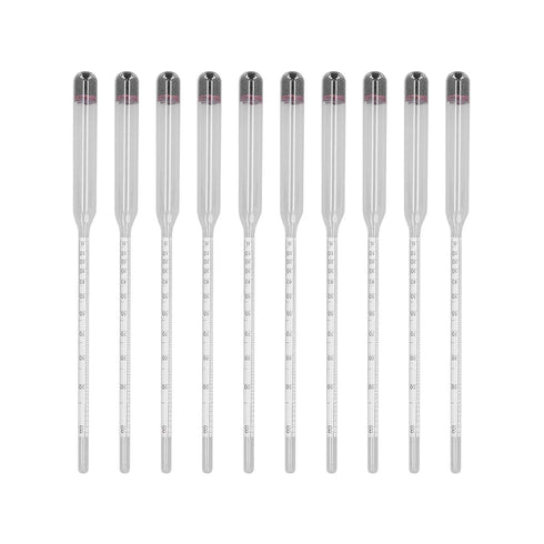 Cerlyiont 10 Set, Set 0-100 Pcs Hydrometer Test Kit, Hydrometer and Glass Test Jar Hydrometer Glass Beer Tester Wine