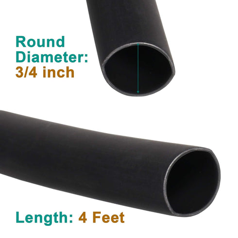 3/4 inch Waterproof Heat Shrink Tubing Kit, Large Marine Dual Wall Adhesive, 4ft, Black