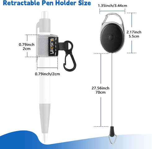 4 Set, 27.5" Likesing Retractable Pencil Holder Anti-Lost Retractable Pen Holder with Clip, Elastic Reel Pen Leash