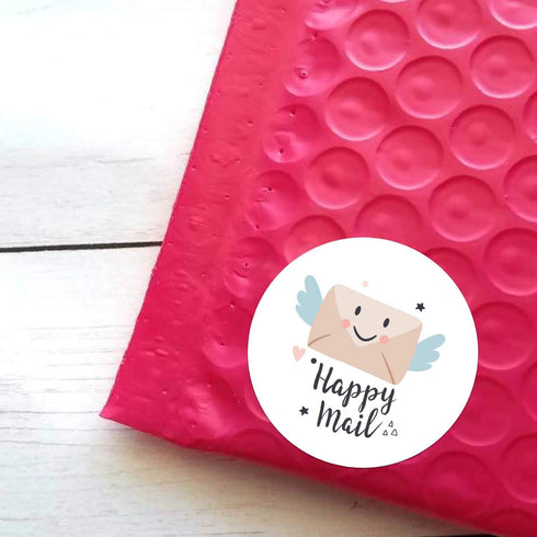 Happy Mail Small Business Stickers - 500 per Roll, 6 Chic Designs for Packages and Online Shop Owners