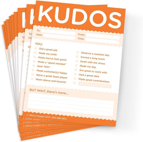 Trainers Warehouse Kudos for Work, Set of 10 Note Pads, Orange, Recognize Contributions, Inspire Continued Efforts