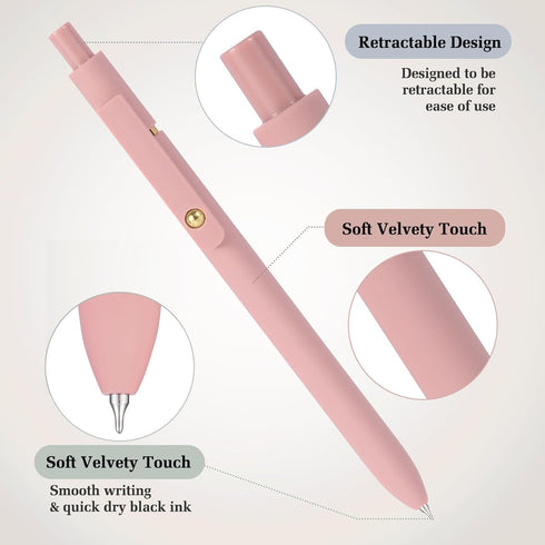 FIOVER Gel Pens, 6pcs 0.5mm Fine Point Black Ink Pens, Smooth Writing for Journaling, Aesthetic Cute Pens, School