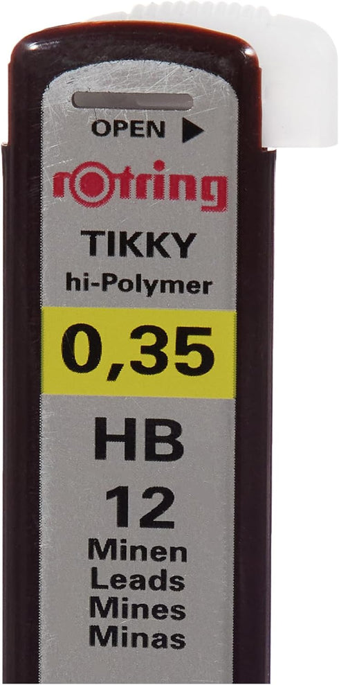 rOtring Replacement Leads for Tikky Mechanical Pencils, 0.35 mm, Hard Black (HB) (S0312410) by Rotring
