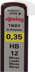 rOtring Replacement Leads for Tikky Mechanical Pencils, 0.35 mm, Hard Black (HB) (S0312410) by Rotring