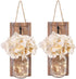 2 Pack, Mason Jar Wall Decor -Rustic with Hydrangea Flowers - Rustic Farmhouse Wall Sconces, Easy Installation (Khaki