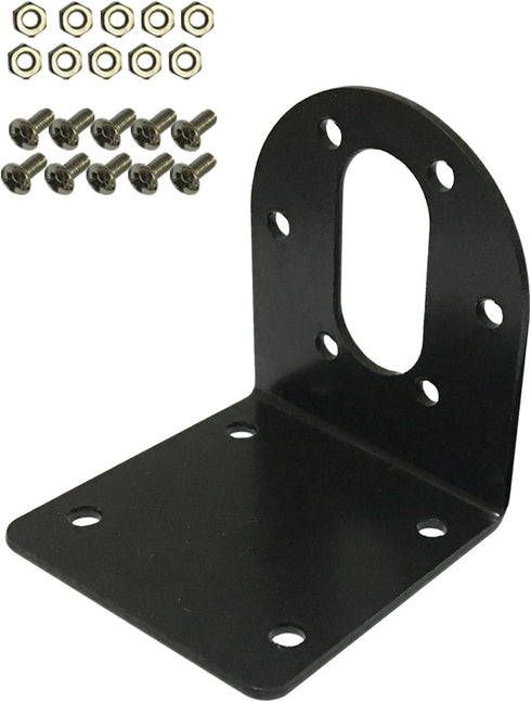 Black 37mm DC Gear Motors Mounting Bracket - Iron Anti-Rust Gearbox L-Shape Fixed Seat