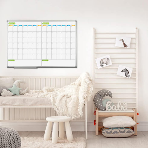 JILoffice 2 Month Magnetic Dry Erase Calendar Whiteboard, 36 x 24 Inch, Wall Mounted
