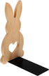 SEWACC Compact Wooden Rabbit Bookends for Desk Space-Saving Beech Book Holder Shelf