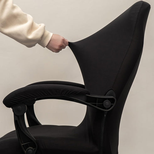 Office Chair Cover with Arm Covers - Universal Stretch Desk Chair Slipcovers (Size: L), Black