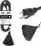 6FT Outdoor Extension Cord with 3 Electrical Power Outlets - 16/3 Durable Black Cable with 3 Prong Grounded Plug for