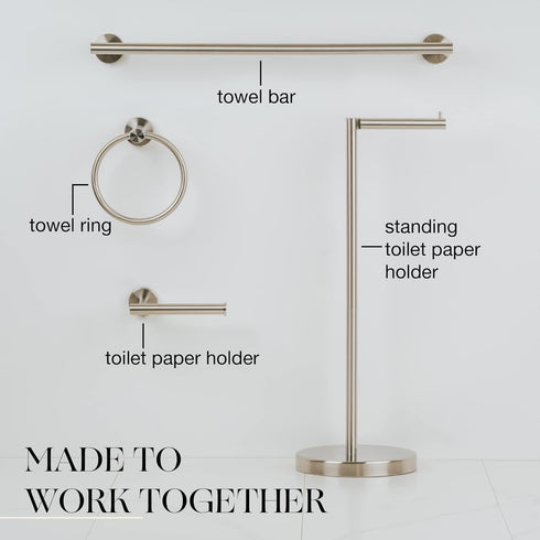 Marmolux Acc Brushed Towel Ring for Bathroom, SUS304 Stainless Steel Hand Towel Holder