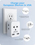 LENCENT EU to US Plug Adapter, European to USA Outlet Adaptor with 2 USB, Europe to American Outlet, 3-Sided Outlet Extender, Wall Tap, Mini Charger Box, Travel Plug Converter, Cruise Ship Approved