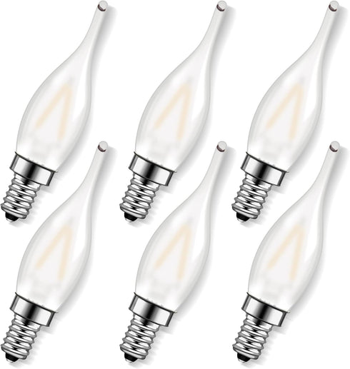 Genixgreen Frosted LED Candelabra Bulbs, 1.5W E12 Mini Candle Bulb, 15 Watt Equivalent, 2700K Soft White, Pack of 6
