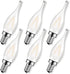 Genixgreen Frosted LED Candelabra Bulbs, 1.5W E12 Mini Candle Bulb, 15 Watt Equivalent, 2700K Soft White, Pack of 6