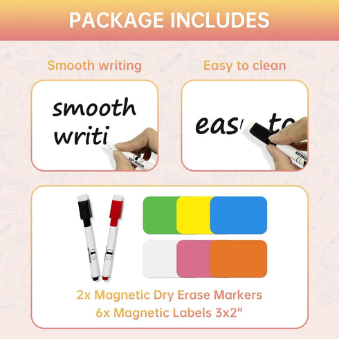 White Board Kit - 10 x 10" Whiteboard with 2 Dry Erase Markers and 6 Magnetic Notes - Double-sided Wall Hanging Dry Wipe Off Board for Home and Office by Navy Penguin
