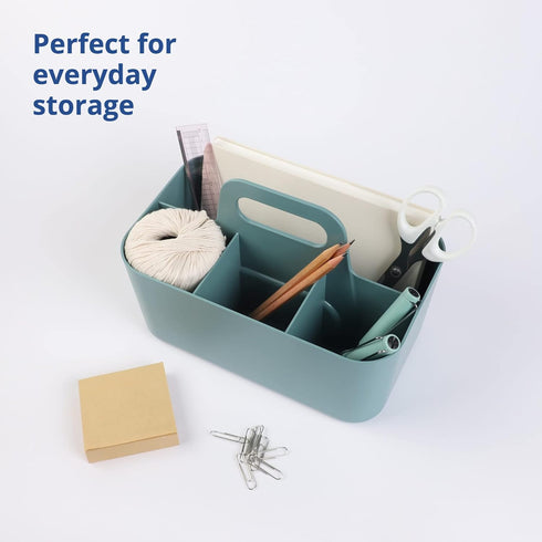 BLUE GINKGO Multipurpose Caddy Organizer, Stackable Plastic Caddy with Handle for Desk, Makeup, Dorm, Classroom (Green)