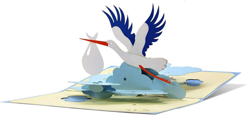 Diese-Klappkarten Congratulations Card for Birth Boy | Greetings Card Birth with Pop Up Bird Stork | Baby Gift |