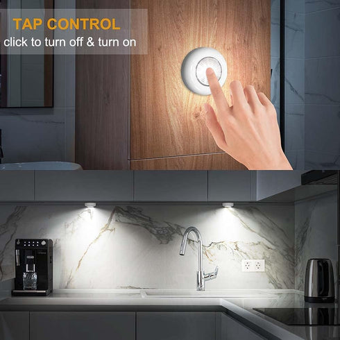 Closet Closets, 4 Pack Under Cabinet Lighting, Tap Light Battery Operated LED Puck Lights Cordless adhesive lights
