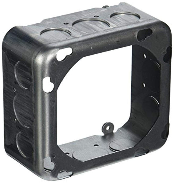 Raco 262 Square Extension Ring, Drawn, 4-11/16", 2-1/8" Deep with Eight 1/2 and Four 3/4" KO's