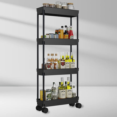 Wensdr 4 39 Inches Tier Kitchen Bathroom Storage Rolling Cart Tall Slim Utility Rolling Shelf Cart with Wheels Coner