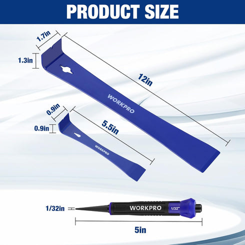 Set, 5-1/2" 12" 5" Setter, 3-IN-1 WORKPRO Pry Bar and Nail Punch Mini Pry Bar, Prybar, Nail Utility Claw Bar