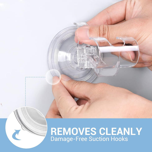 Teletrogy 4 Pack, Suction Cup Razor Holder Reusable Powerful Shower Suction Hooks for Inside Shower, Waterproof Shaver