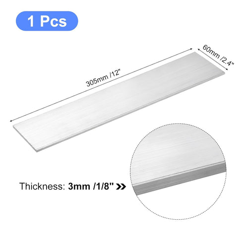 uxcell Square Aluminum Flat Bar, 1/8" Thick 2.4" Width 12" Length for Industrial Building