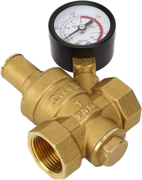 DN20 Brass Adjustable Water Pressure Reducer with Gauge Meter