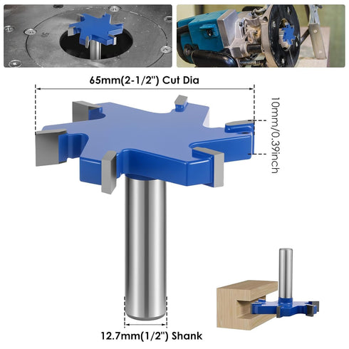 MLYNZXJSY 2PCS 1/2 2-1/2" 6 Slab Flattening Router Bit Shank, Cut Dia, Flute Surfacing Router Bit Efficient Slab