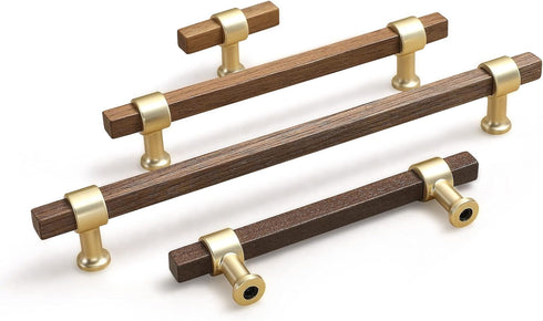 2 Pack Walnut Wooden Drawer Pulls Beech Wood Drawer Handles Wood Hardware for Cabinets Dressers Wood Cabinet knobs