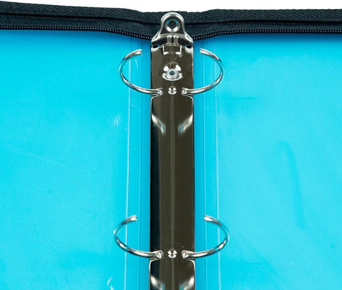 JAM PAPER Plastic Zipper 1 Inch Binder, Blue 3 Ring Binder, Sold Individually
