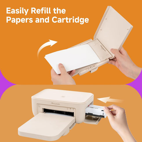4x6" 54 1 CP4100/CP4000L/CP6000 Printer,4 HPRT Photo Paper Sheets & Ink Cartridges Refill, For HPRT Pass Dye
