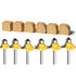 6pcs Set 1/4 Inch 1/8", 3/16", 1/4", 5/16", 3/8", 1/2" Roundover Router Bit Shank, Carbide Tip Rabbeting Router Bits