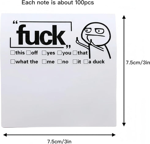 Funny Sticky Note What The F*ck Sticky Notepad, Oh, for Fuck's Sake Novelty Notepads, Funny Post it Notes, Funny Sticky Notes for Adults, 100pcs Funny Stickers (4 Pcs)