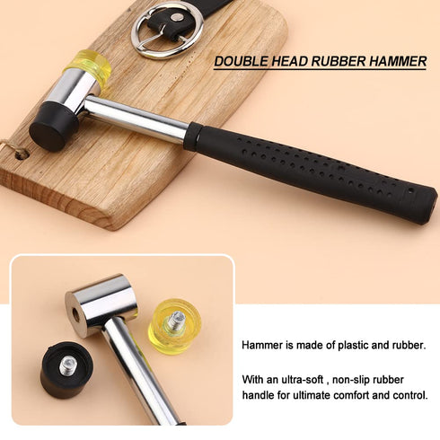 10 Pcs Leather Hole Punch Tool Set, Round Hole Punch with Double Head Hammer for Leather Projects