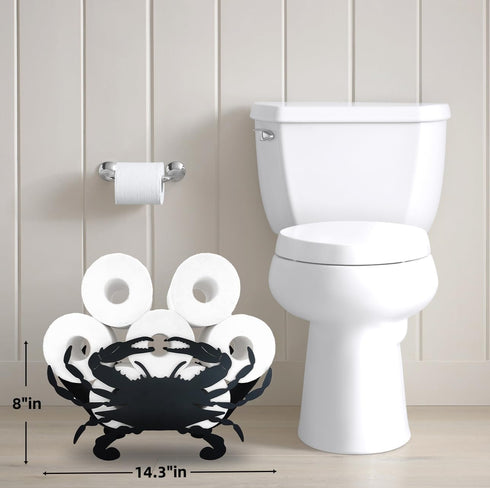 8 Metal Animals Black Crab Storage Stand for Indoor Bathrooms & Kitchens - Wall Mounted Toilet Rolls Tissue Paper
