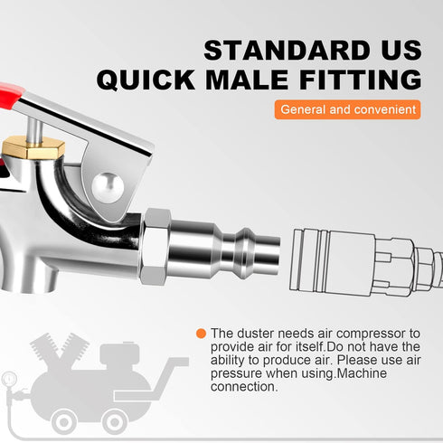 2-Way Connection Air Nozzle Blow Gun, Rubber Tip Air Nozzle with 1/4 in Standard Quick Fitting
