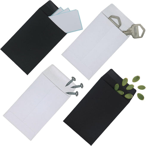 Hubuki Tiny Little Seeds Saver Envelopes, 100 Pack Mini Paper Seed Envelopes (2.25"X3.5", 50 Black+50 White)