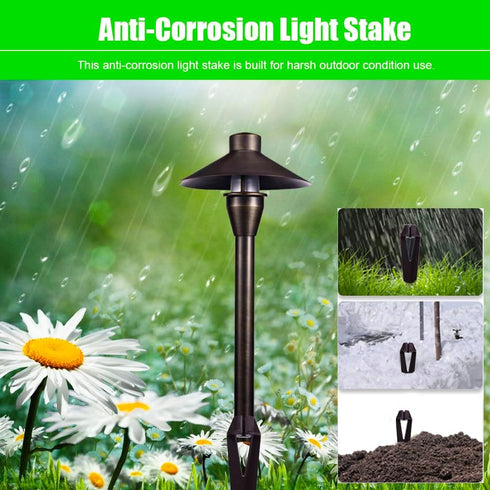 Inground Light Stakes, 8.6 Inch Solid Plastic Spikes, Corrosion Resistant Replacement Spike for Landscape Path Lights