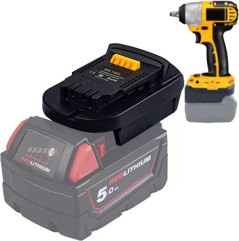 MIL18DL Adapter, Convert Milwaukee M18 18V Lithium Battery to Dewalt 20V MAX XR Lithium Battery for Cordless Tools