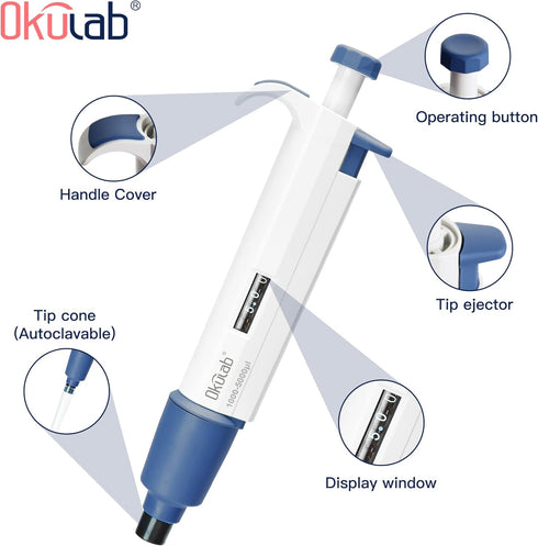 Single-Channel Micropipette, 1000-5000µl, Manual Adjustable Mechanical Pipette, High-Accurate, Autoclavable