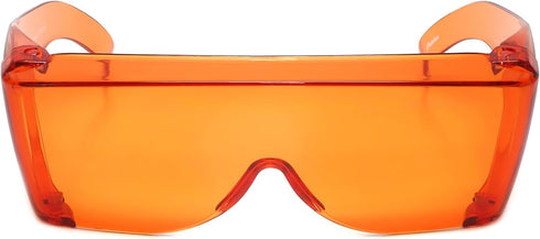 Calabria 3000 Orange Fitover Dental Safety Glasses Protection for Teeth Whitening LED Light Eye Shield Red Light Goggles Blue Light Blocking Glasses Fit Over Prescription Glasses Anti Scratch Fog