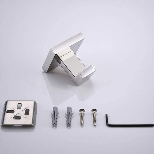 Nolimas Bath Towel Hook, SUS 304 Stainless Steel Square Clothes Towel Coat Robe Hook, 2 Pack, Chrome Polished